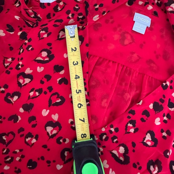 Chico’s Tie Neck heart pattern blouse. US size 12/14 in great condition. - Picture 8 of 12